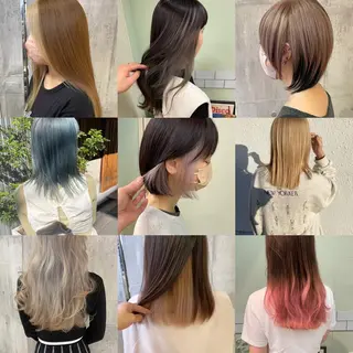 ミディアム カラー 髪質改善ｶﾗｰ ｹｱﾌﾞﾘｰﾁ/ﾀﾑのヘアスタイル