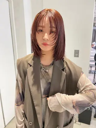 ミディアム カラー 顔周りカット/透明感 カラー✂️MEIのヘアスタイル