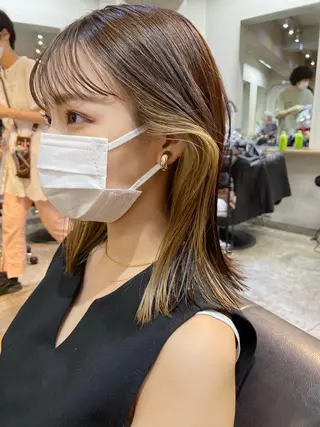 ミディアム カラー ヘアアレンジ 丸山渉/パーマ エフェクトブリーチのヘアスタイル