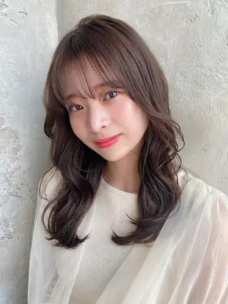 セミロング カラー 顔周り/くびれヘア 韓国ヘア💕風間るなのヘアスタイル