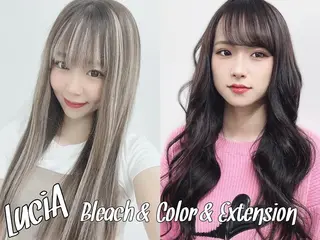 ヘアアレンジ カラー ロング MISAKIエクステ ブリーチ\5900のヘアスタイル