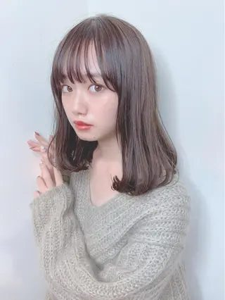 セミロング カラー パーマ ヘアアレンジ 【公式】amble luxe池袋東口🩷のヘアスタイル