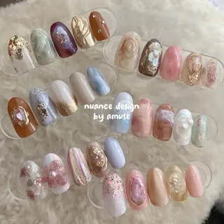 ネイル amuse 手書きニュアンスのネイルデザイン