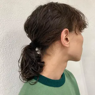 ミディアム パーマ ウルフレイヤー エクステ/kokiのヘアスタイル