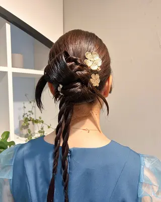 セミロング ヘアアレンジ アレンジ/新宿 透明感カラー/ヤノのヘアスタイル