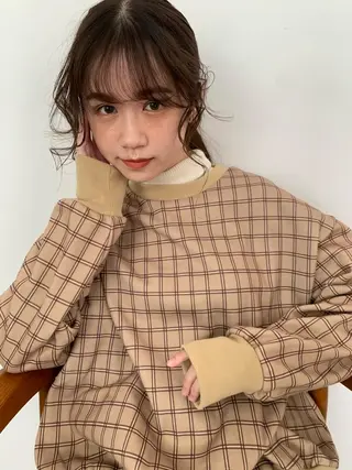 セミロング カラー パーマ ヘアアレンジ 江原 実来のヘアスタイル