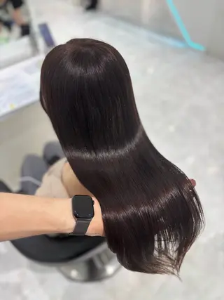 ロング カラー ブリーチなし透明感 ×縮毛矯正🤍ユウのヘアスタイル