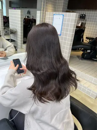 ロング カラー パーマ ヘアアレンジ メンズ キッズ ブリーチなしカラー/ ブラウン/レイヤーのヘアスタイル