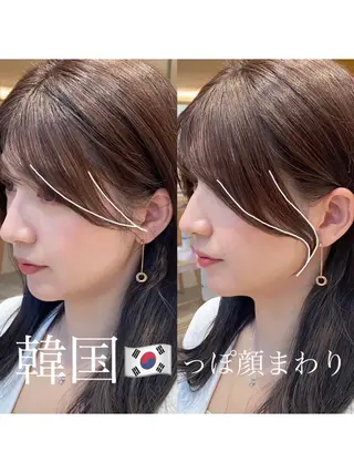 ミディアム カラー パーマ ヘアアレンジ 小野寺瑞希 /最小顔カットのヘアスタイル