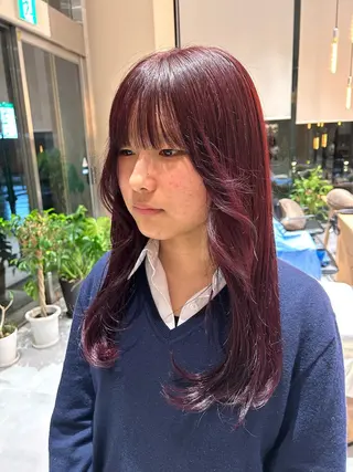 ロング カラー 風香🪼レイヤー カット/艶カラーのヘアスタイル