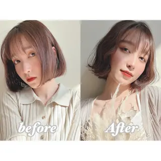 セミロング カラー 松浦ゆずき 韓国/ 診断/ダウンパーマのヘアスタイル