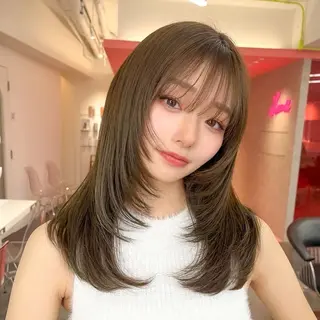 ミディアム カラー 山崎/ボブ縮毛矯正 レイヤー髪質改善のヘアスタイル