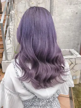 セミロング カラー 韓国ヘア特化💍 tiam💍ブリーチのヘアスタイル