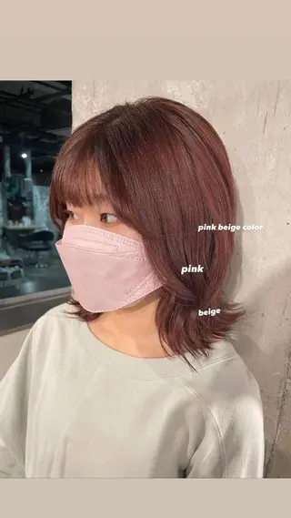 ミディアム カラー パーマ ヘアアレンジ メンズ キッズ ネイル マツエク・マツパ 透明感カラー・レイヤ ー🎀amika🎀のヘアスタイル