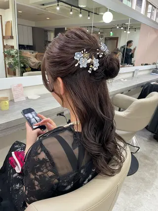 ロング ヘアアレンジ 韓国風パーマ/ヘア セット/店長みづきのヘアスタイル