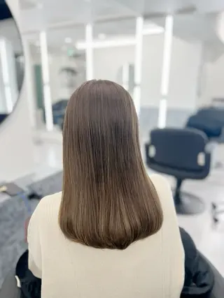 ロング カラー eco/堀江/ 艶カラー/縮毛矯正のヘアスタイル