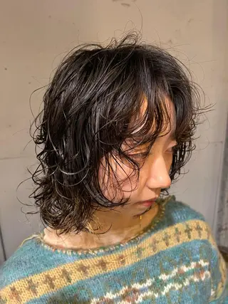 ミディアム パーマ 小笠原 悠斗のヘアスタイル