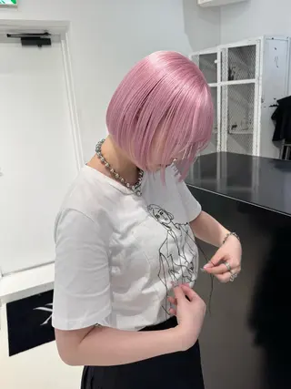 ショート カラー ヘアアレンジ 艶ハイトーン/ヘア アレンジAYAKAのヘアスタイル