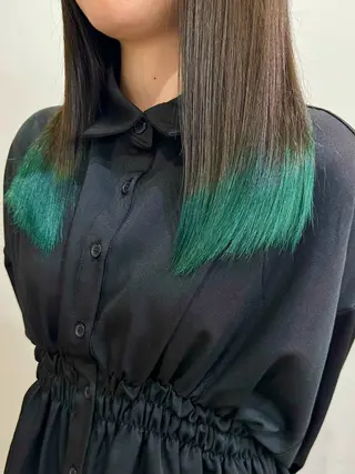 ロング カラー 切りっぱなしボブ/ ブリーチカラー/大塚のヘアスタイル