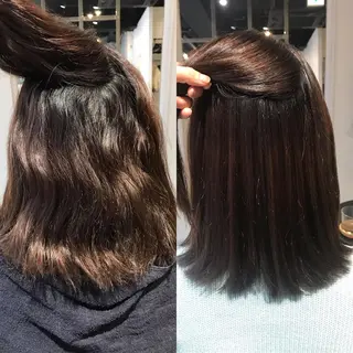 ミディアム パーマ 濱岡 恭子のヘアスタイル