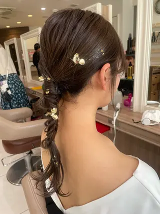 セミロング ヘアアレンジ 韓国ヘアメイク🎀/ 縮毛矯正✨山本媛香のヘアスタイル