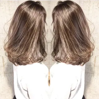 セミロング カラー パーマ ヘアアレンジ メンズ キッズ ネイル マツエク・マツパ 韓国風×透明感カラー 髪質改善オタベシンヤのヘアスタイル