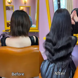 ロング シール＋ちび編み込み エクステ梅田🐨のヘアスタイル