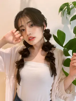 セミロング カラー ヘアアレンジ fumika🎀 ベージュのヘアスタイル