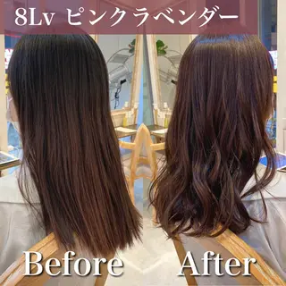 セミロング カラー ブリーチなし✨艶髪 カラー𓃲YAGIのヘアスタイル