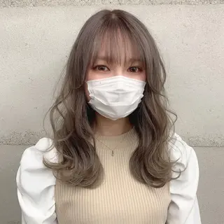 ロング カラー ヘアアレンジ 透明感/オリーブ/ グレージュ/YUKAのヘアスタイル