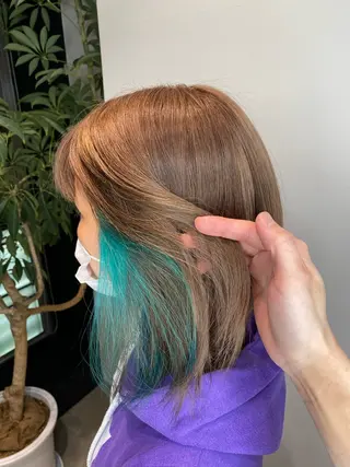 ミディアム カラー パーマ ヘアアレンジ メンズ キッズ HairSignature所属・ブリーチ指名神戸 No.1美容師RENのヘアスタイル