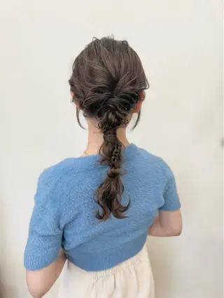 セミロング カラー パーマ ヘアアレンジ メンズ キッズ 顔周りcut/ 艶ワンカラー♥ちさきのヘアスタイル