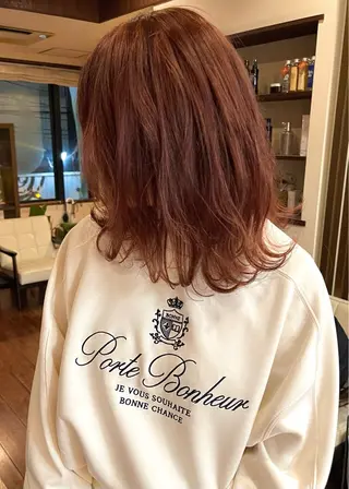 ミディアム カラー 髪質改善ｶﾗｰ ｹｱﾌﾞﾘｰﾁ/ﾀﾑのヘアスタイル