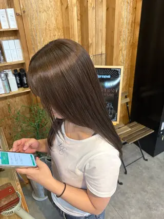 カラー まろみ暖色×ボブ ×chia🕯のヘアスタイル