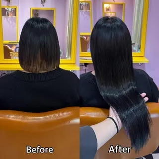 ロング シール＋ちび編み込み エクステ梅田🐨のヘアスタイル