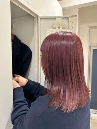 ロング カラー ヘアアレンジ タイトボブ個性派カラ ーAKANEのヘアスタイル