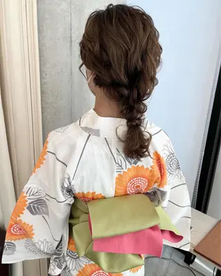 セミロング ヘアアレンジ サソウ ユリエ🥥のヘアスタイル