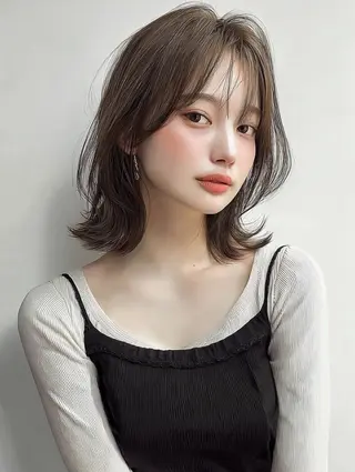 ミディアム カラー 似合わせカットカラー りおなのヘアスタイル