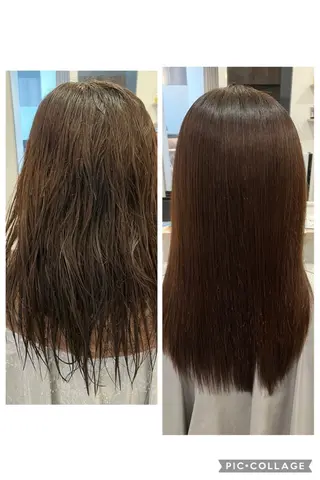 セミロング カラー パーマ ブリーチ&ストレート 長谷川勇人のヘアスタイル