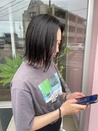 ミディアム カラー ひなた 艶カラー/渋谷のヘアスタイル