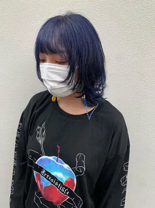 ミディアム ブリーチ/ウルフ ハッシュカット/石山のヘアスタイル