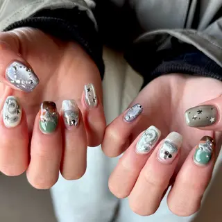 ネイル amuse 手書きニュアンスのネイルデザイン