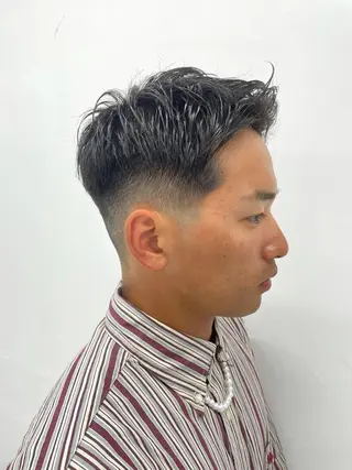 メンズ スパイキーパーマ 柏NO1 藤本葉のヘアスタイル