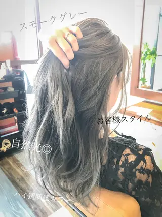 セミロング カラー 💘トレンドスタイル 💘透明感ヘアのヘアスタイル