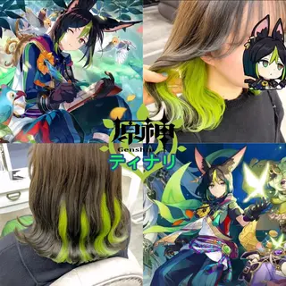 セミロング カラー 推しカラー💫 ブリーチ💫若菜覚のヘアスタイル