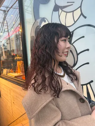 セミロング デジタルパーマ ウェーブパーマ/神野のヘアスタイル