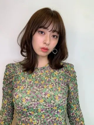 ミディアム カラー 透明感/オリーブ/ グレージュ/YUKAのヘアスタイル