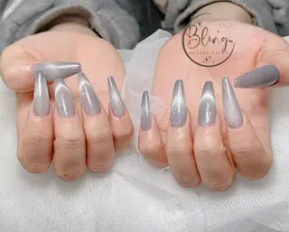 ロング 波 なみのネイルデザイン