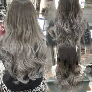 ロング カラー 𝐍𝐚𝐧𝐚{ 髪質改善/ハイトーンのヘアスタイル