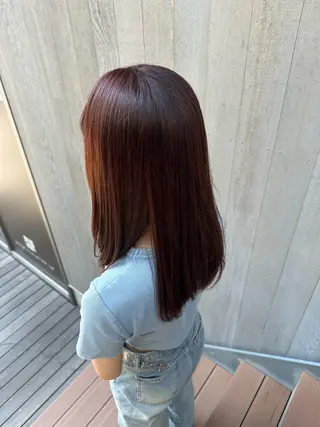 セミロング カラー ブリーチ/艶カラー /縮毛矯正/みなのヘアスタイル